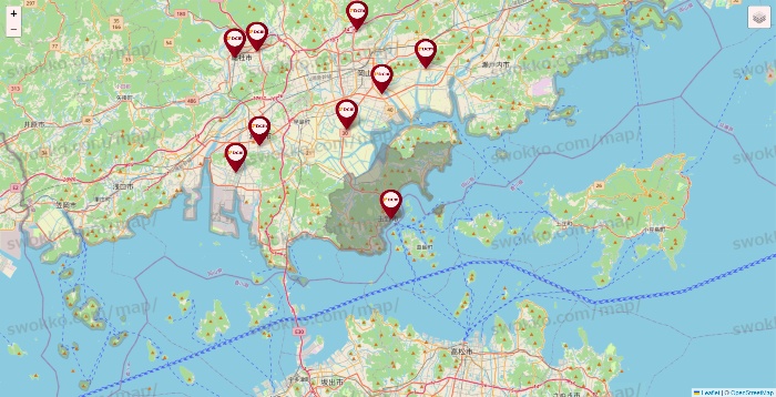 岡山県のDCMの店舗地図