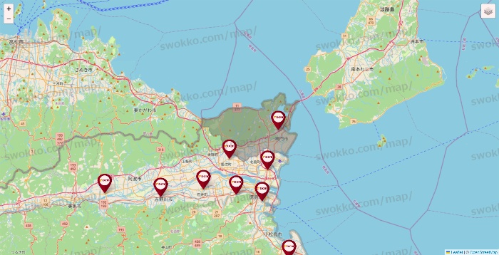 徳島県のDCMの店舗地図