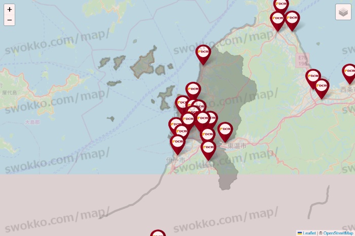 愛媛県のDCMの店舗地図