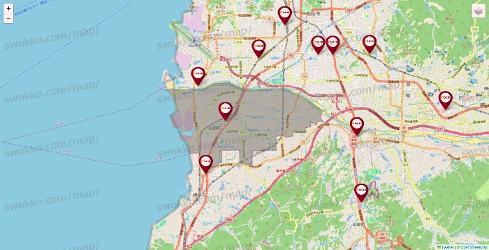 愛媛県のDCMの店舗地図