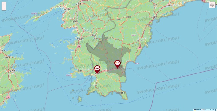 高知県のDCMの店舗地図