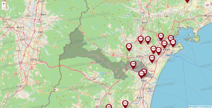 宮城県のDCMの店舗地図