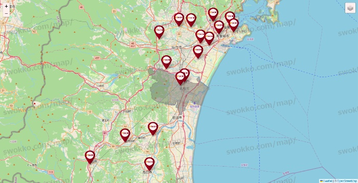 宮城県のDCMの店舗地図
