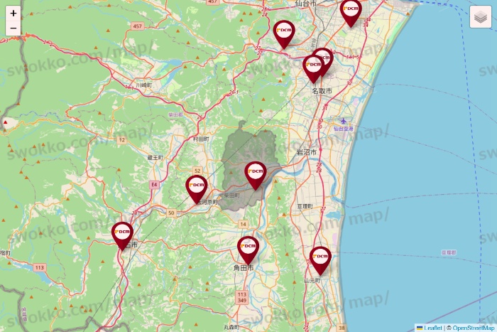 宮城県のDCMの店舗地図