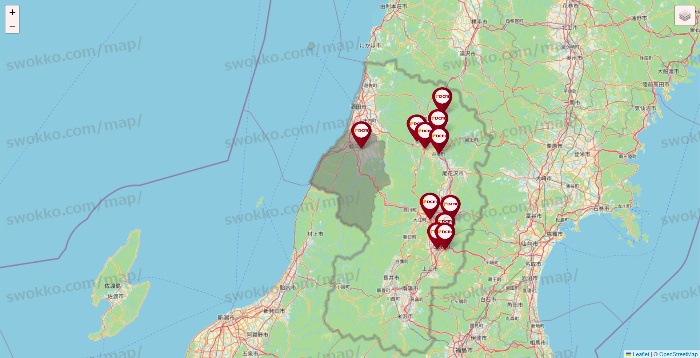 山形県のDCMの店舗地図