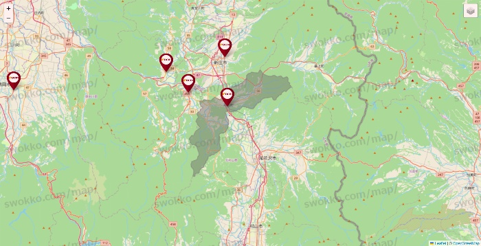 山形県のDCMの店舗地図