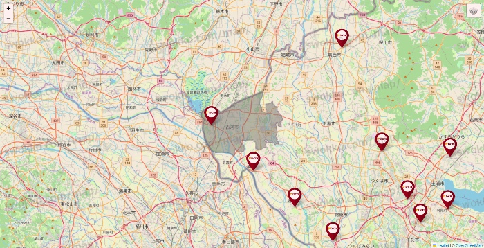 茨城県のDCMの店舗地図