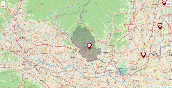 栃木県のDCMの店舗地図