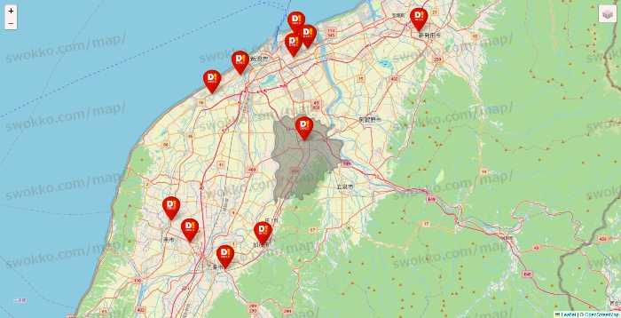 新潟県のDirex（ダイレックス）の店舗地図