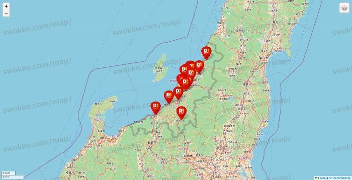 新潟県のDirex（ダイレックス）の店舗地図