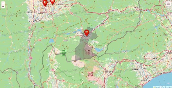 山梨県のDirex（ダイレックス）の店舗地図