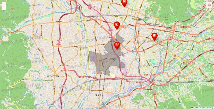 山梨県のDirex（ダイレックス）の店舗地図