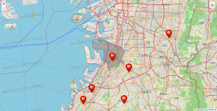 大阪府のDirex（ダイレックス）の店舗地図