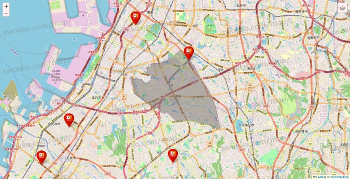 大阪府のDirex（ダイレックス）の店舗地図