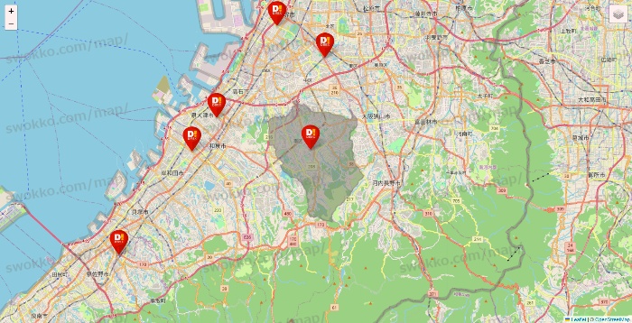 大阪府のDirex（ダイレックス）の店舗地図