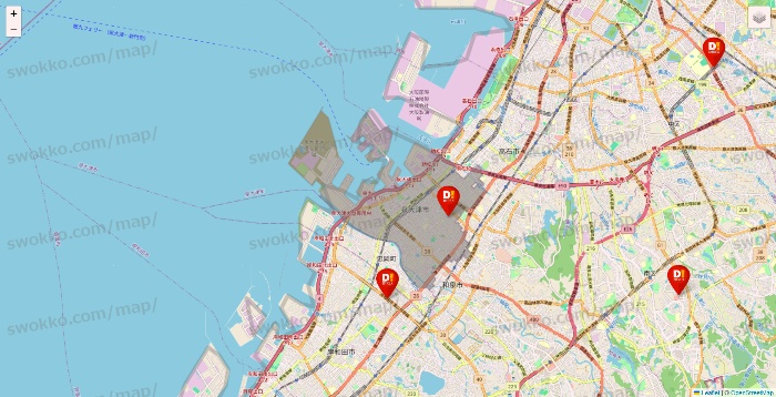 大阪府のDirex（ダイレックス）の店舗地図