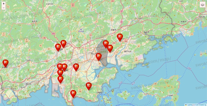 岡山県のDirex（ダイレックス）の店舗地図