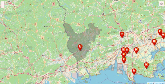 岡山県のDirex（ダイレックス）の店舗地図