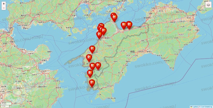 愛媛県のDirex（ダイレックス）の店舗地図