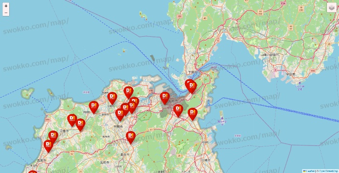 福岡県のDirex（ダイレックス）の店舗地図