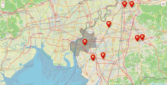 福岡県のDirex（ダイレックス）の店舗地図