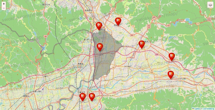 福岡県のDirex（ダイレックス）の店舗地図