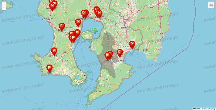 鹿児島県のDirex（ダイレックス）の店舗地図