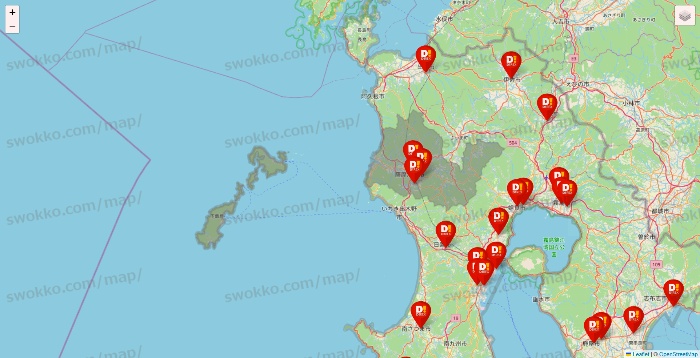 鹿児島県のDirex（ダイレックス）の店舗地図