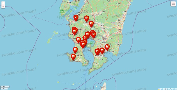 鹿児島県のDirex（ダイレックス）の店舗地図