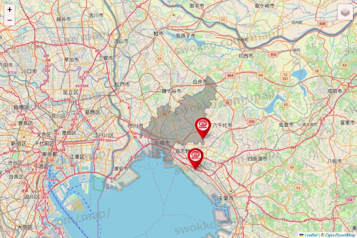 千葉県のドムドムハンバーガーの店舗地図