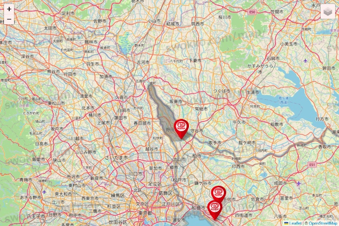 千葉県のドムドムハンバーガーの店舗地図