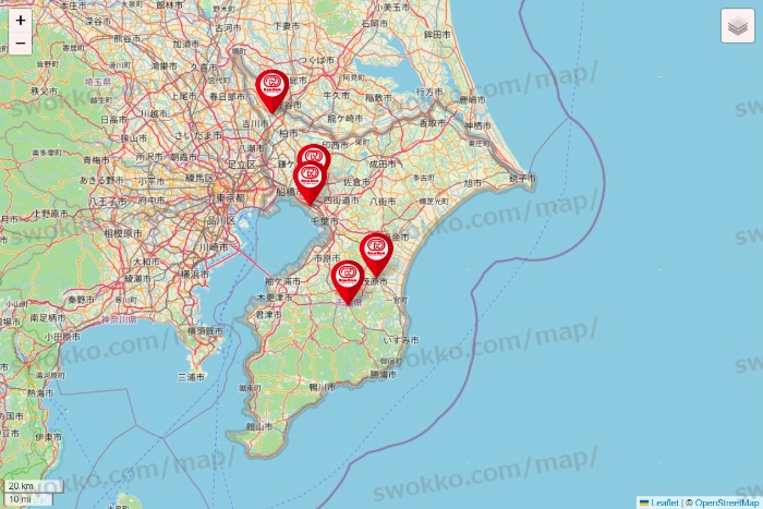 千葉県のドムドムハンバーガーの店舗地図