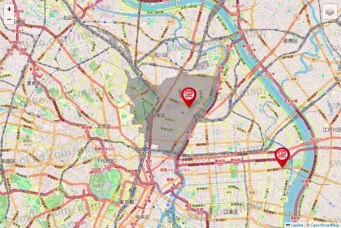 東京都のドムドムハンバーガーの店舗地図