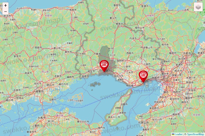 兵庫県のドムドムハンバーガーの店舗地図