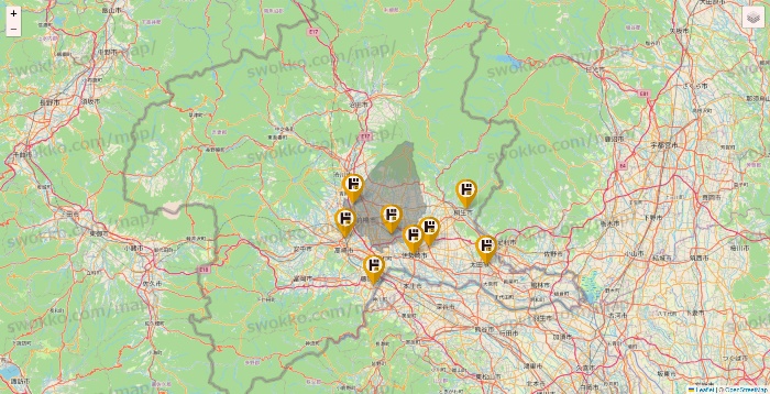 群馬県のドン・キホーテの店舗地図