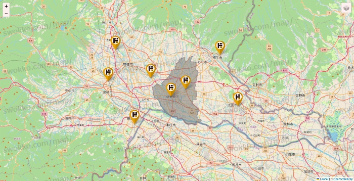 群馬県のドン・キホーテの店舗地図