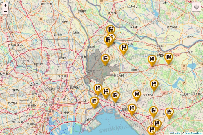 千葉県のドン・キホーテの店舗地図