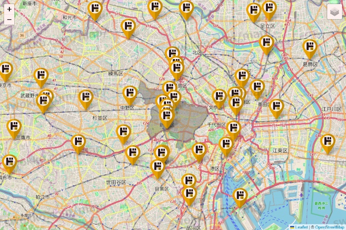 東京都のドン・キホーテの店舗地図