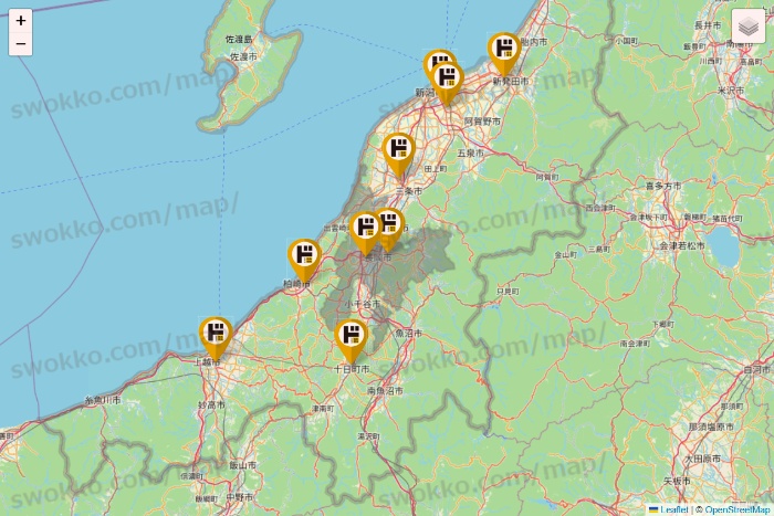 新潟県のドン・キホーテの店舗地図