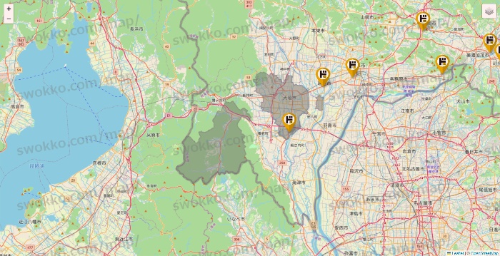 岐阜県のドン・キホーテの店舗地図
