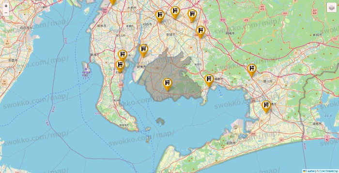 愛知県のドン・キホーテの店舗地図