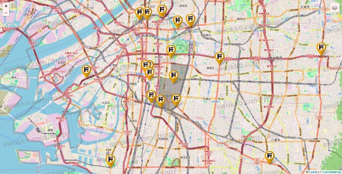 大阪府のドン・キホーテの店舗地図