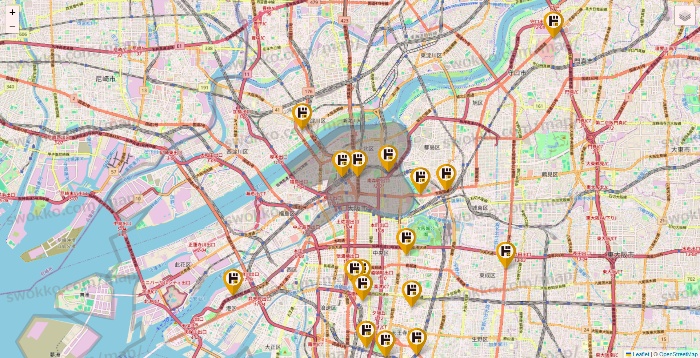 大阪府のドン・キホーテの店舗地図