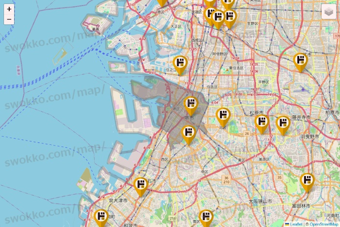 大阪府のドン・キホーテの店舗地図
