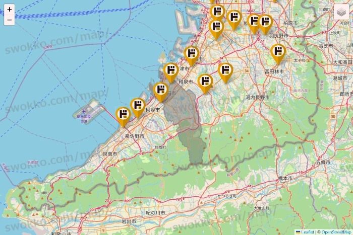 大阪府のドン・キホーテの店舗地図