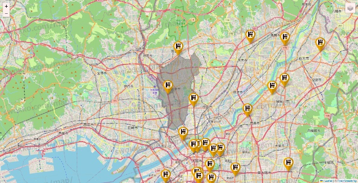 大阪府のドン・キホーテの店舗地図