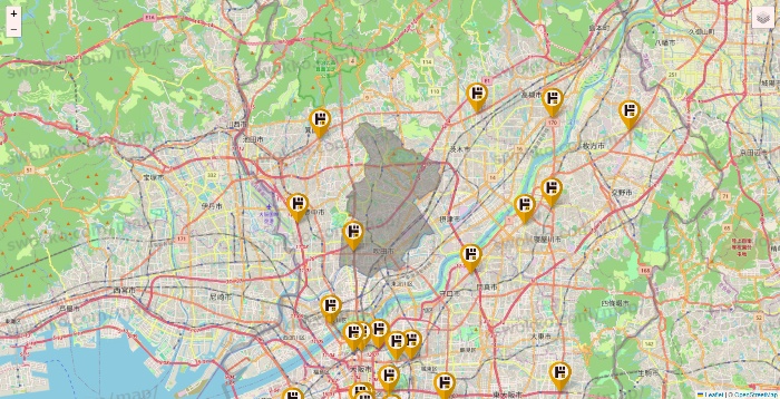 大阪府のドン・キホーテの店舗地図