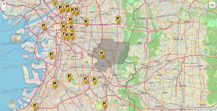 大阪府のドン・キホーテの店舗地図