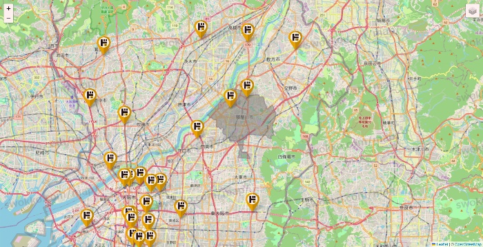 大阪府のドン・キホーテの店舗地図