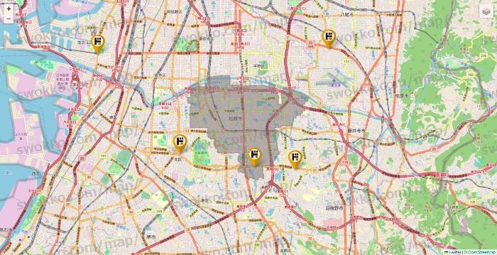 大阪府のドン・キホーテの店舗地図